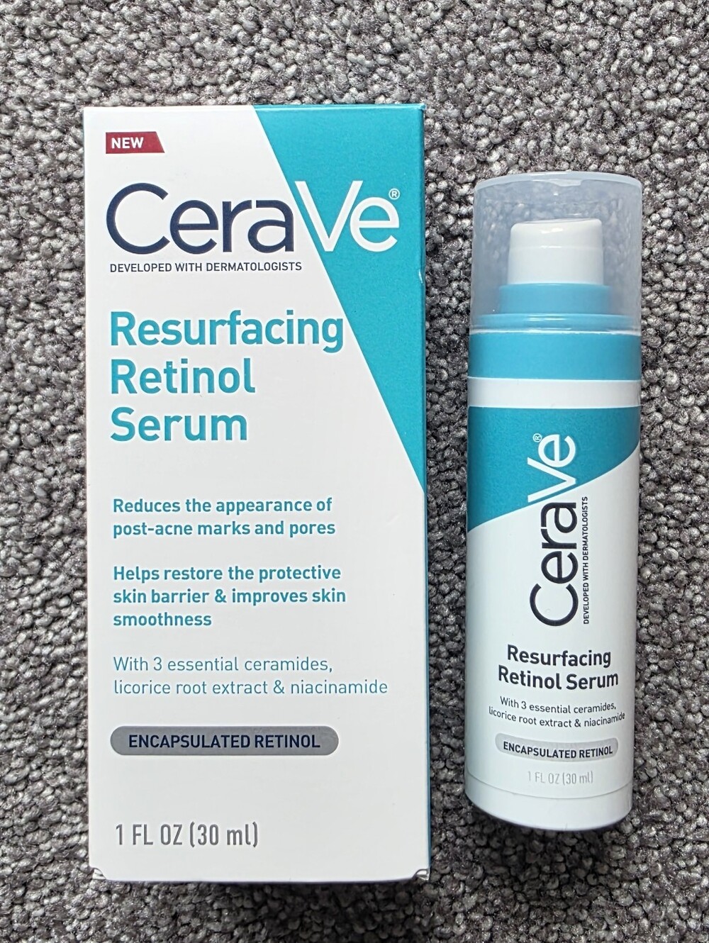 CeraVe Resurfacing Retinol Serum for Post-Acne Marks & Pores, 1-FL OZ